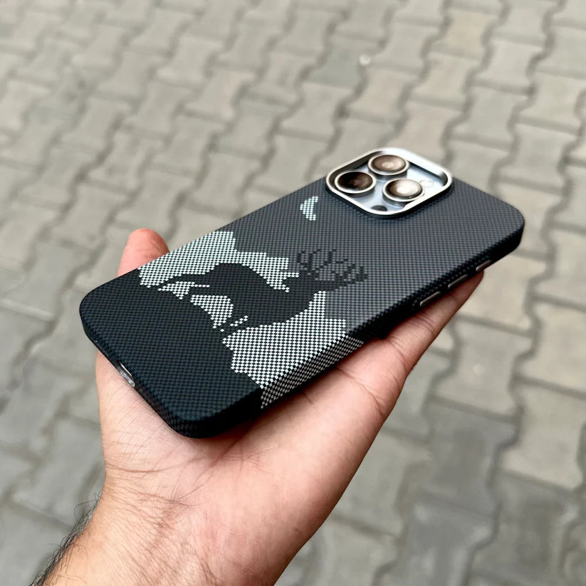 Carbon Texture Case With Magsafe-Grey With Deer Design