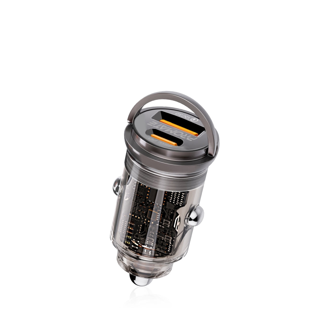 Promate 65W Rapidcharge Transparent Mini Car Charger