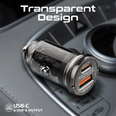 Promate 65W Rapidcharge Transparent Mini Car Charger