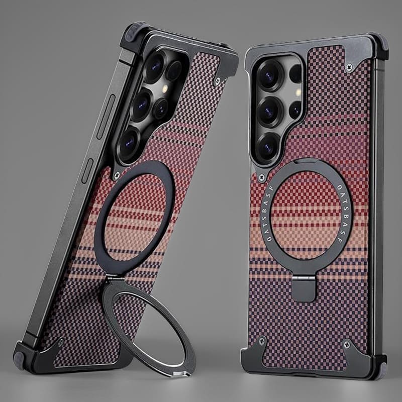 Luxury Metal Bumper Case with MagSafe Ring & Carbon Fiber Back