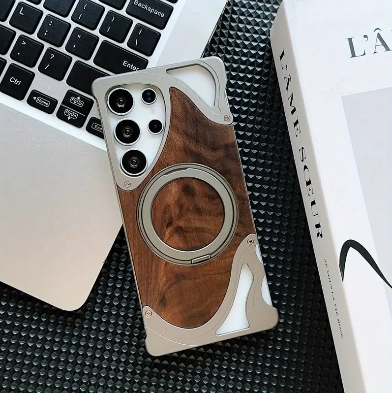 Aluminum With Wood Magsafe With 360 Stand Wave Design For Samsung