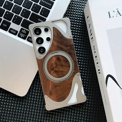 Aluminum With Wood Magsafe With 360 Stand Wave Design For Samsung