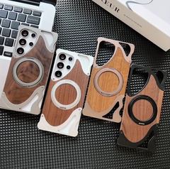 Aluminum With Wood Magsafe With 360 Stand Wave Design For Samsung