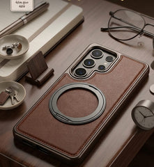 Premium Leather Case with Magnetic Ring