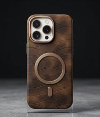 Luxury Magnetic Leather Case with Gold Accents