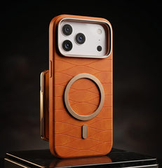Luxury Magnetic Leather Case with Gold Accents
