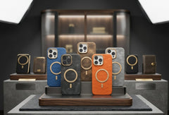 Luxury Magnetic Leather Case with Gold Accents