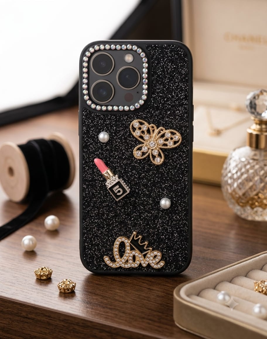 3D Luxury Rhinestone Butterfly & Pearl Glitter Phone Case