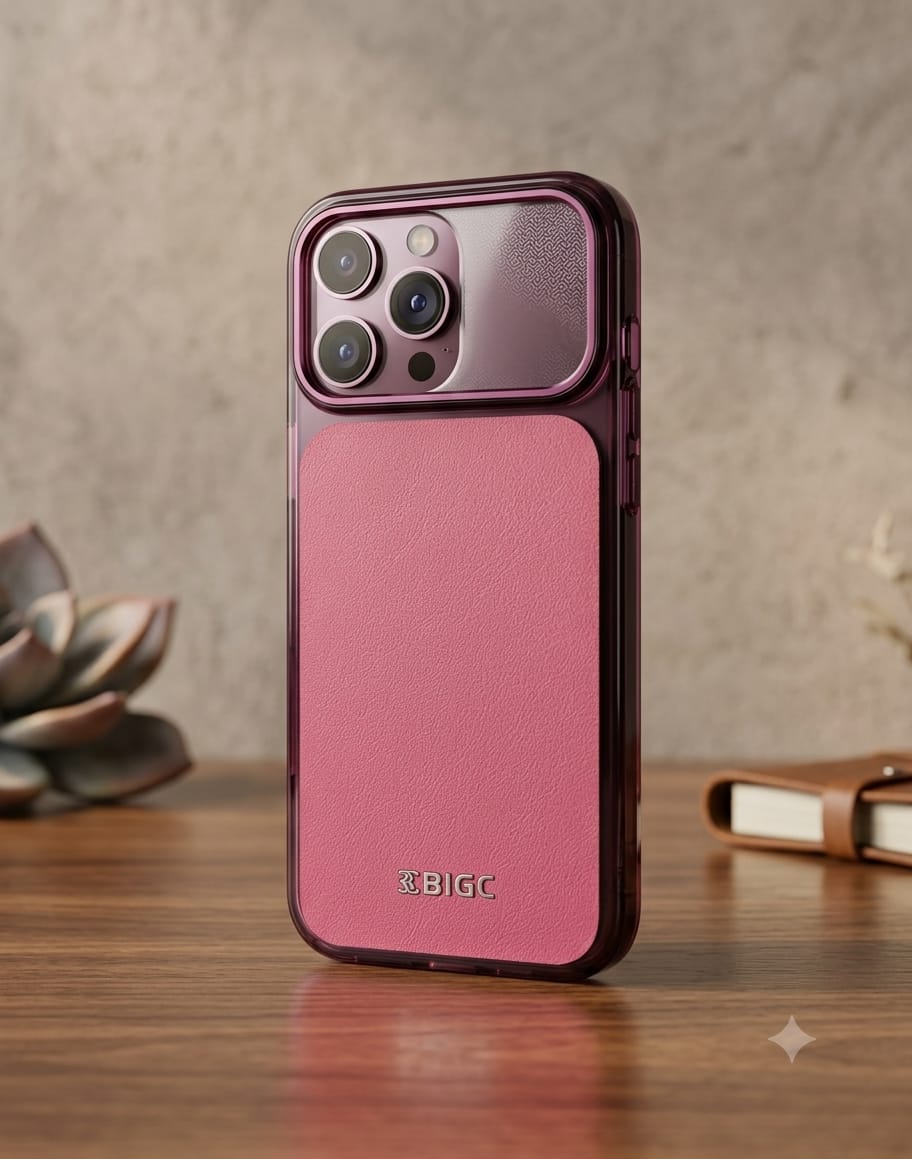 BIGC Hybrid Leather & Translucent Crystal Case