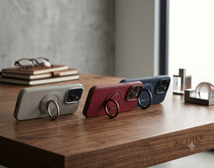 Luxury Leather Magnetic Ring Stand Case