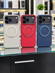 Luxury Leather Magnetic Ring Stand Case