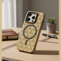 Magnetic Triangle Pattern Leather Case