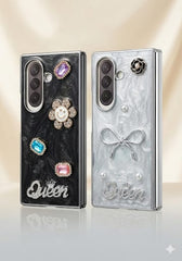 Luxury Marble Pearl Diamond Foldable Phone Case