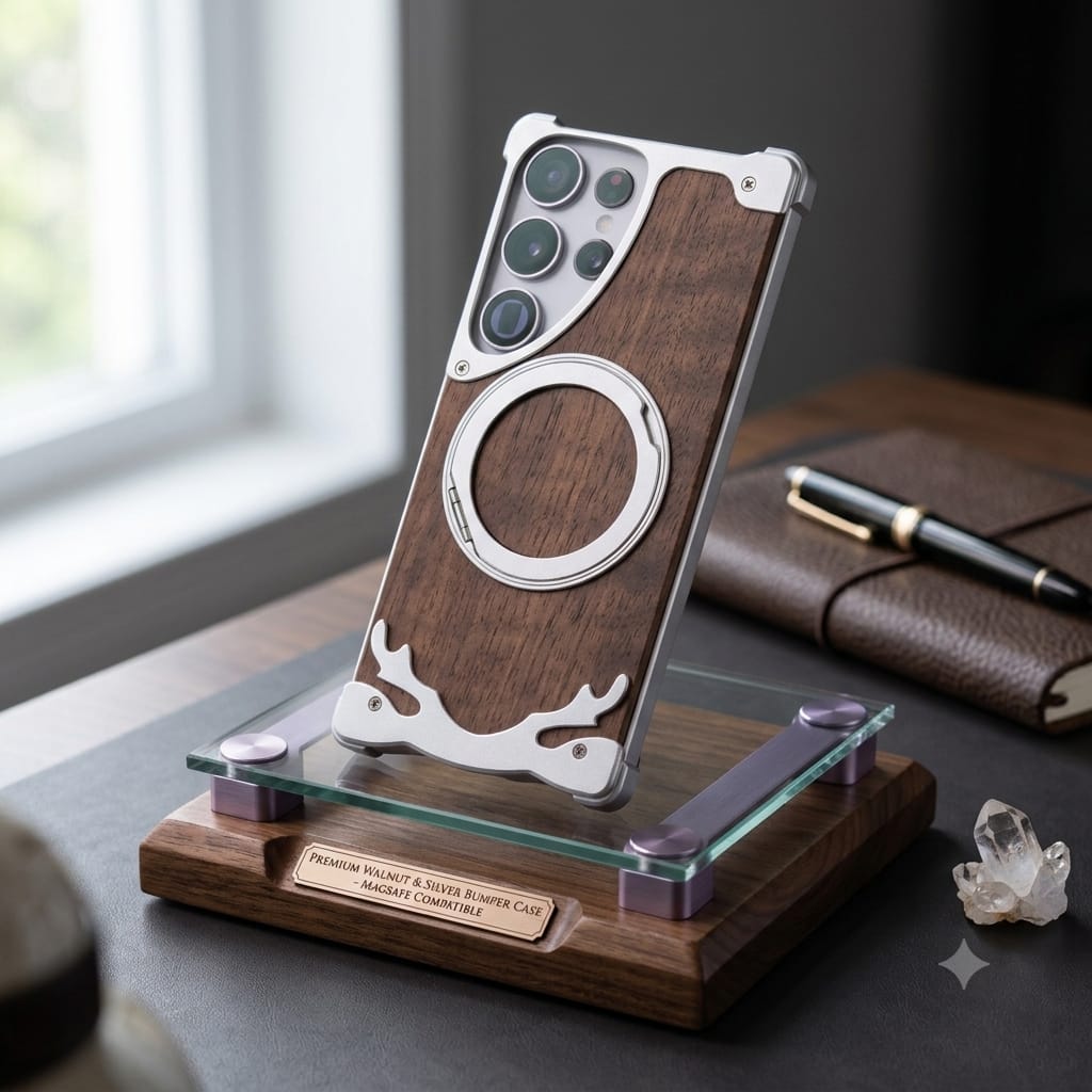 Aluminum WIth Wood Case Dear Horn Design - Elite Phones