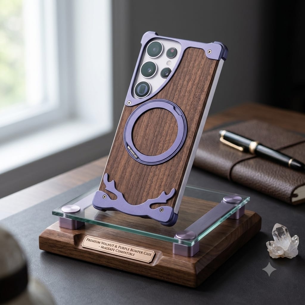 Aluminum WIth Wood Case Dear Horn Design - Elite Phones