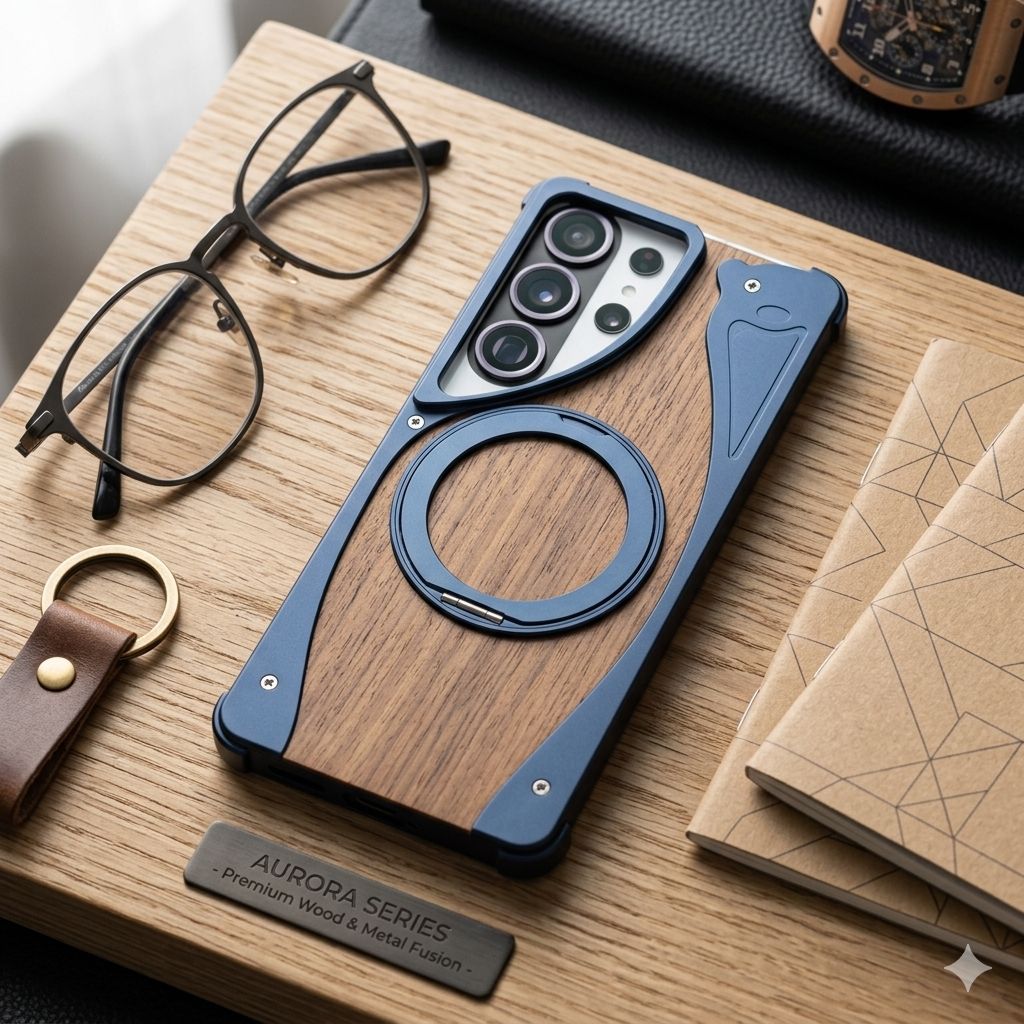 Aluminum With Wood Magsafe Side Opening - Elite Phones