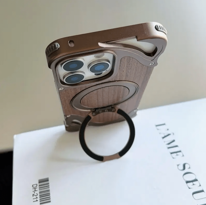 Aluminum With Wood Magsafe With 360 Stand Wave Design - Elite Phones