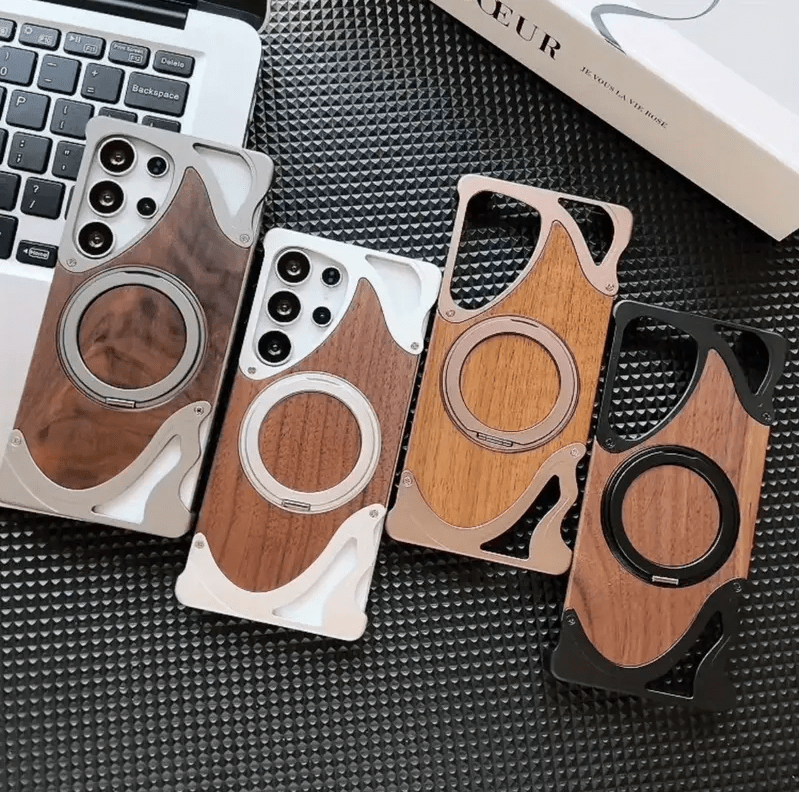 Aluminum With Wood Magsafe With 360 Stand Wave Design For Samsung - Elite Phones
