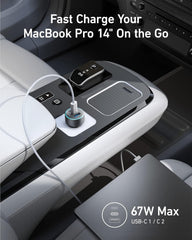 Anker 67W Powerful Triple - Port Car Charger (67W, 3 Ports) - Black - Elite Phones