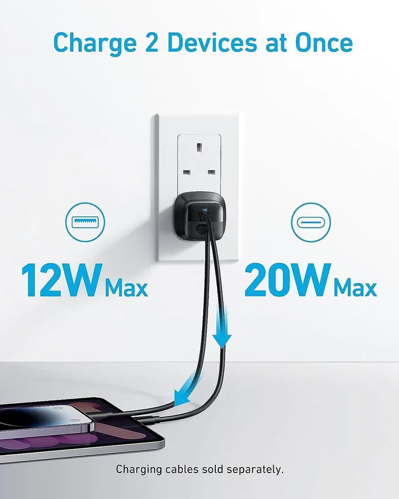 Anker Compact 33W Dual - Device Charger (33W, 2 Ports) With Type - C Cable - Black - Elite Phones