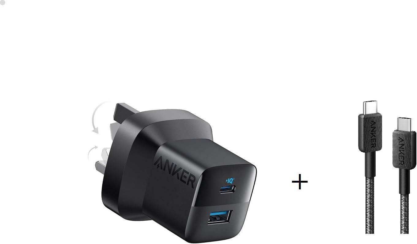 Anker Compact 33W Dual - Device Charger (33W, 2 Ports) With Type - C Cable - Black - Elite Phones