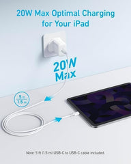 Anker High - Speed Type - C Charger With Type - C Cable (20W) - White - Elite Phones