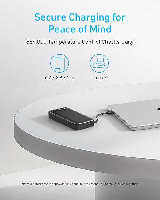 Anker Power Bank 65W Two - Way With Built - In Cable - Elite Phones