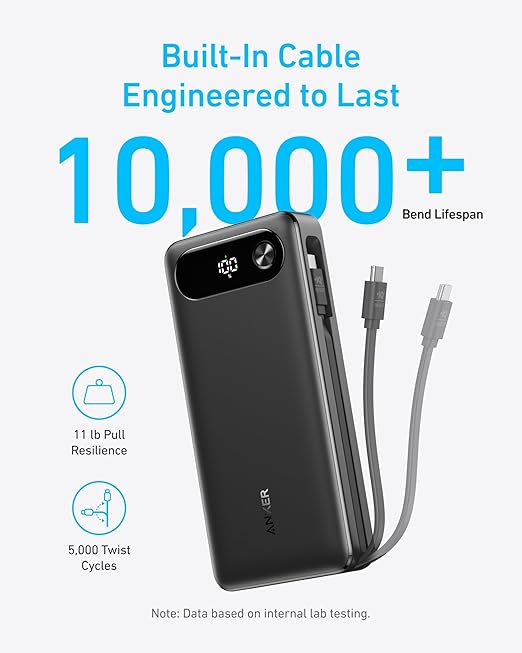 Anker Power Bank 65W Two - Way With Built - In Cable - Elite Phones