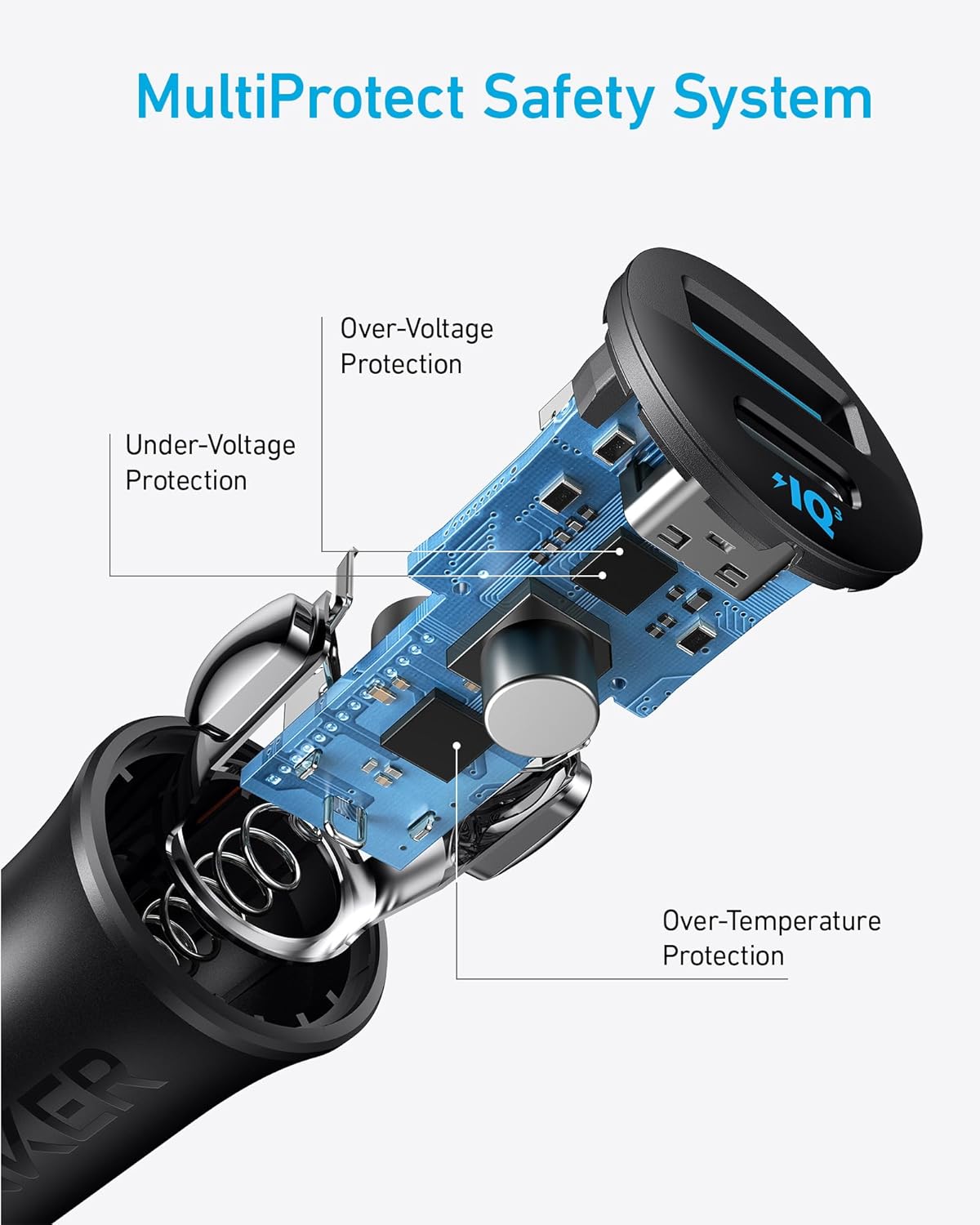 Anker Ultra - Compact 24W Car Charger With 2 PowerIQ Ports - Power Drive 2 Alloy - Black - Elite Phones