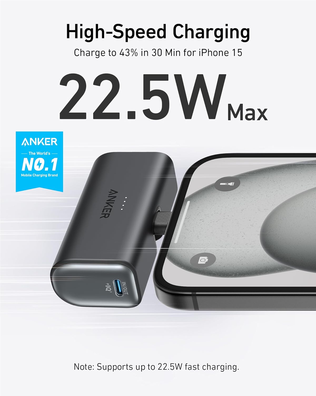Anker Wireless Power Bank 22.5w 5000k Compact With Foldable USB - C Connector - Elite Phones
