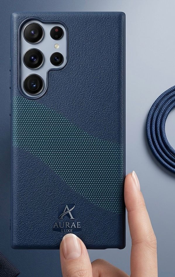 Aurae Luxe Navy Leather Case - Elite Phones