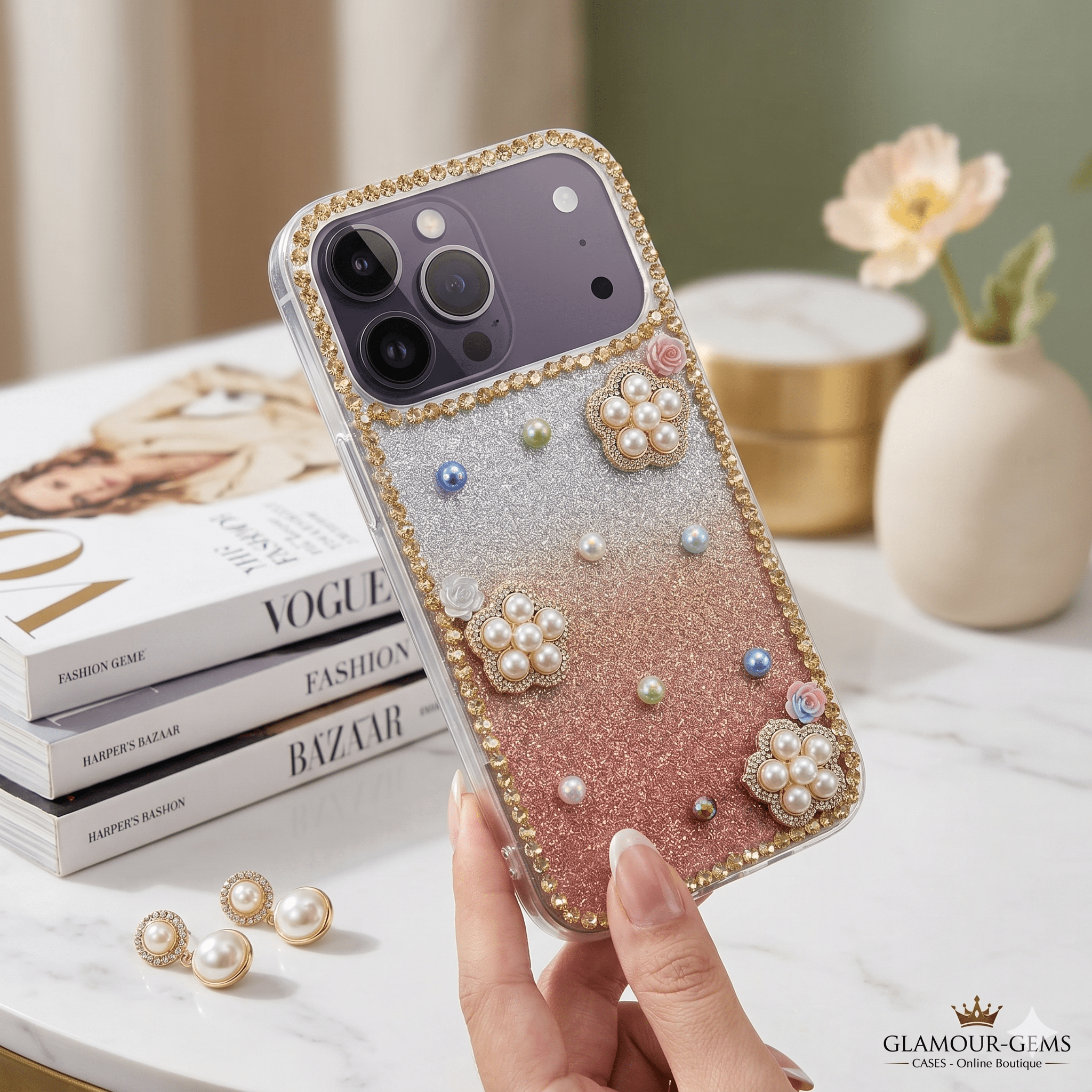 Aurora Pearl & Diamond Luxe Cover - Elite Phones
