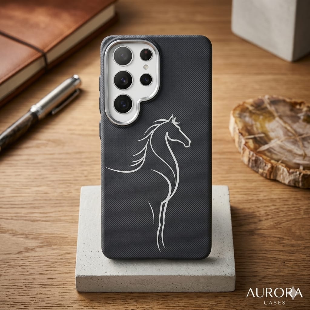 Carbon Fiber Magsafe Slim Case With Horse for Samsung - Elite Phones