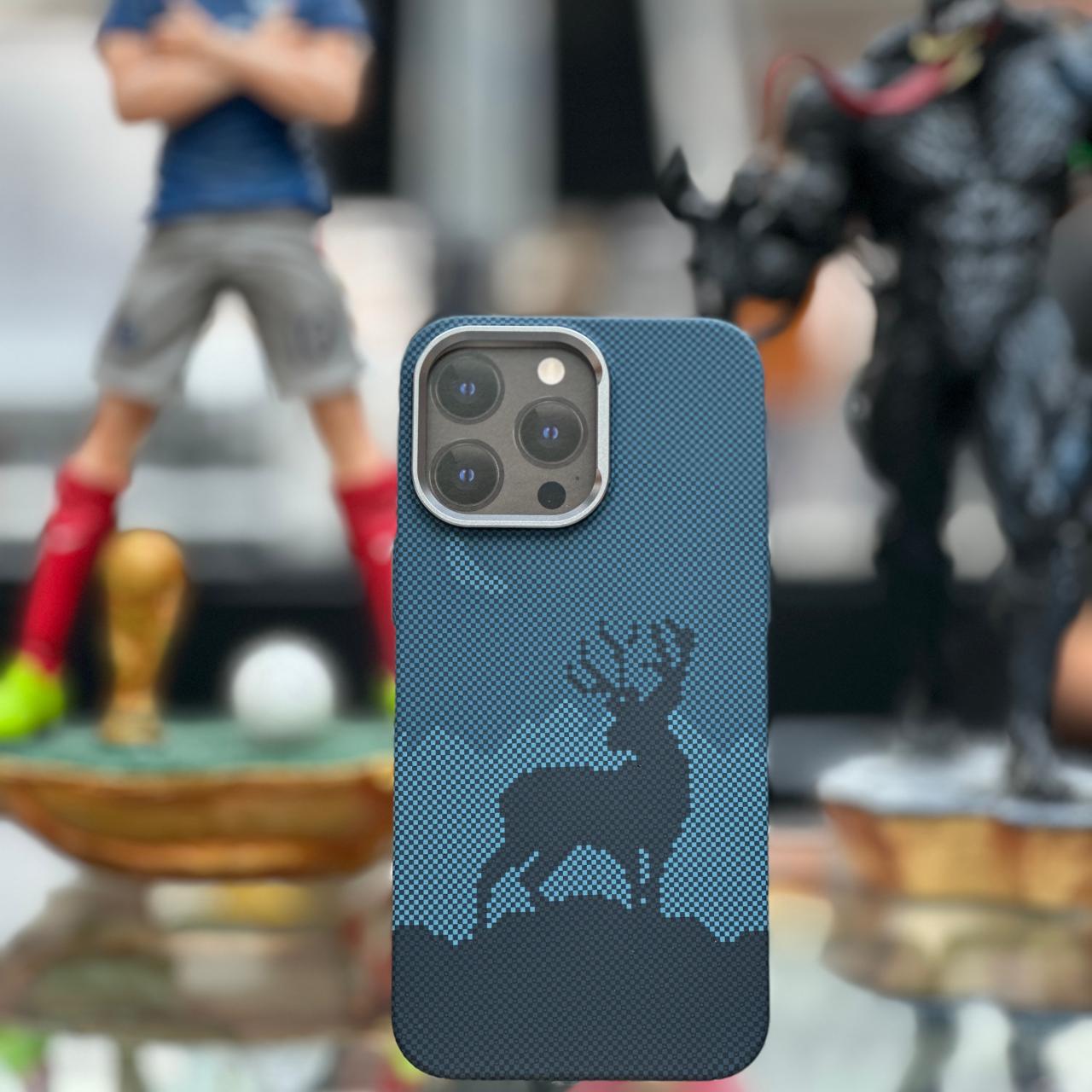 Carbon Texture Case With Magsafe - Grey With Deer Design - Elite Phones