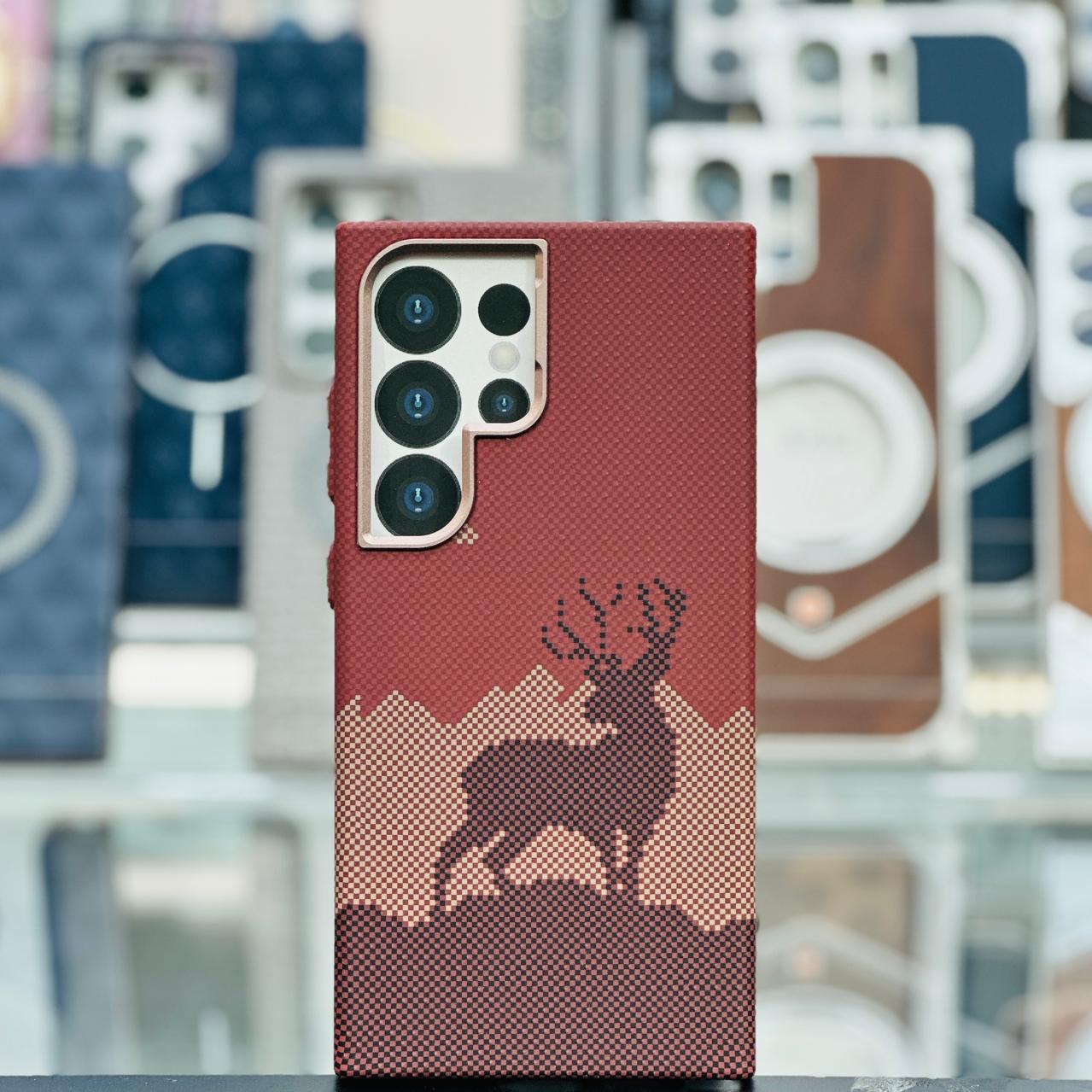 Carbon Texture Case With Magsafe - Grey With Deer Design - Elite Phones