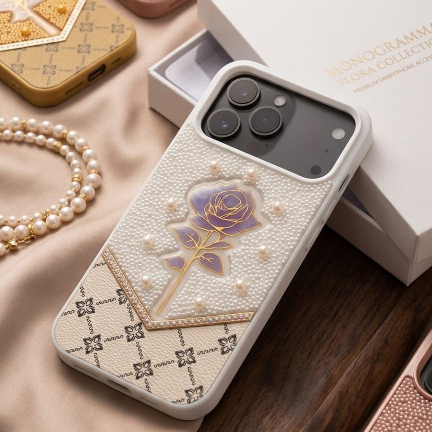 Fancy Ladies Design Flower With Pearl For I phone - Elite Phones