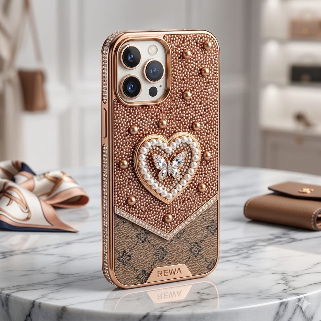 Fancy Ladies Design Heart With Pearl For I phone - Elite Phones