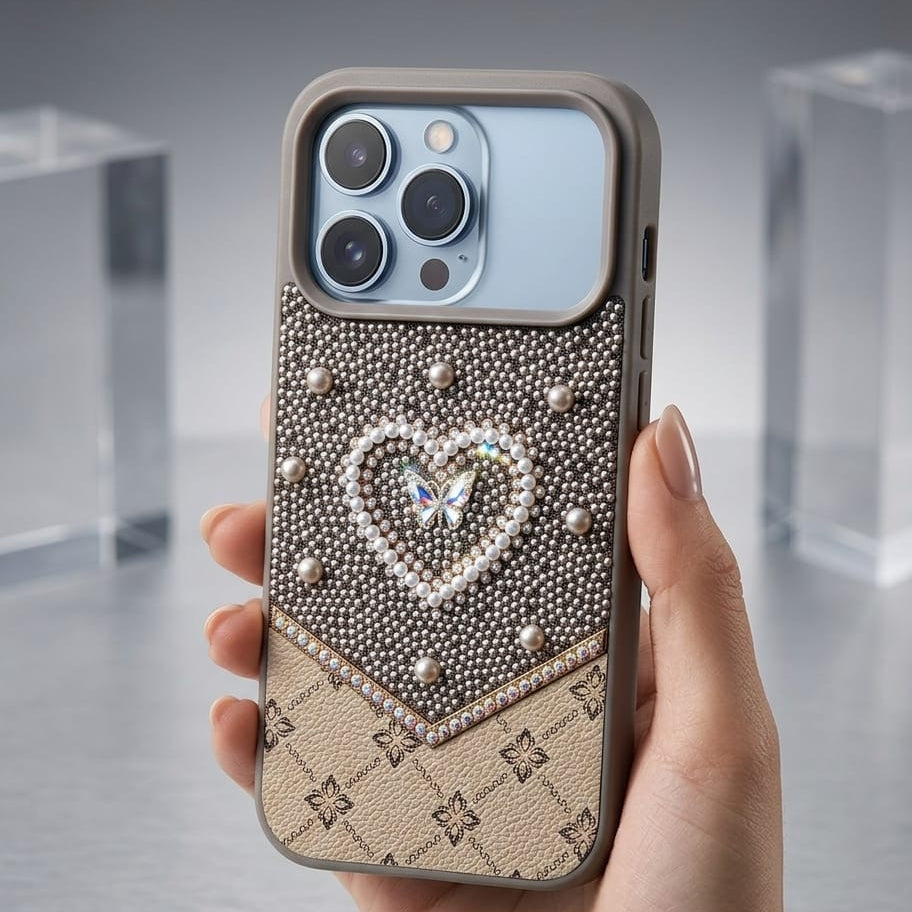 Fancy Ladies Design Heart With Pearl For I phone - Elite Phones