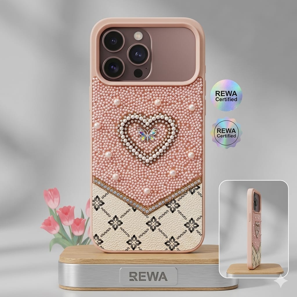 Fancy Ladies Design Heart With Pearl For I phone - Elite Phones