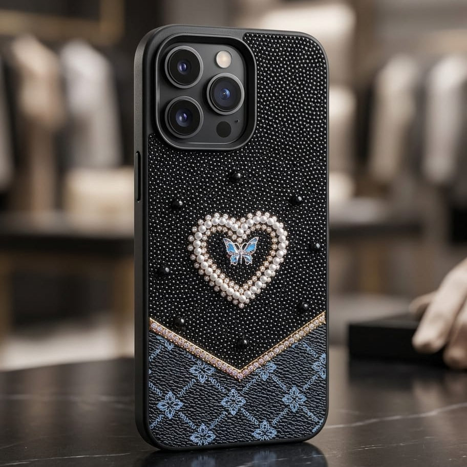 Fancy Ladies Design Heart With Pearl For I phone - Elite Phones