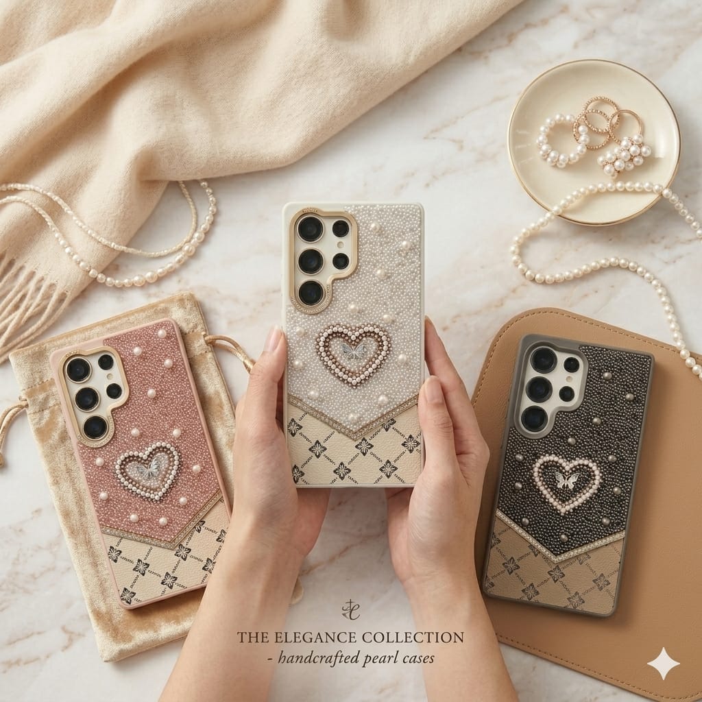 Fancy Ladies Design Heart With Pearl For Samsung - Elite Phones