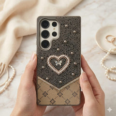 Fancy Ladies Design Heart With Pearl For Samsung - Elite Phones