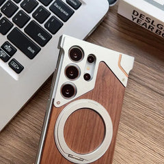 Moobifi Aluminum & Wood Case With MagSafe Armor Design For Samsung