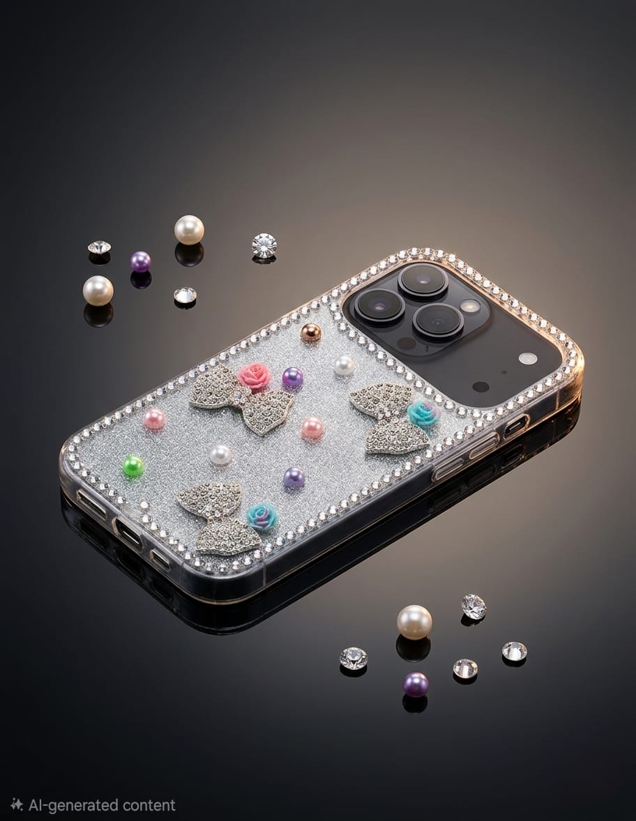 Glitter Gradient Bowknot Rhinestone Case - Elite Phones