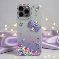 Glitter Gradient Bowknot Rhinestone Case - Elite Phones