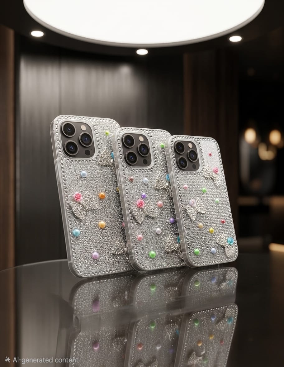 Glitter Gradient Bowknot Rhinestone Case - Elite Phones