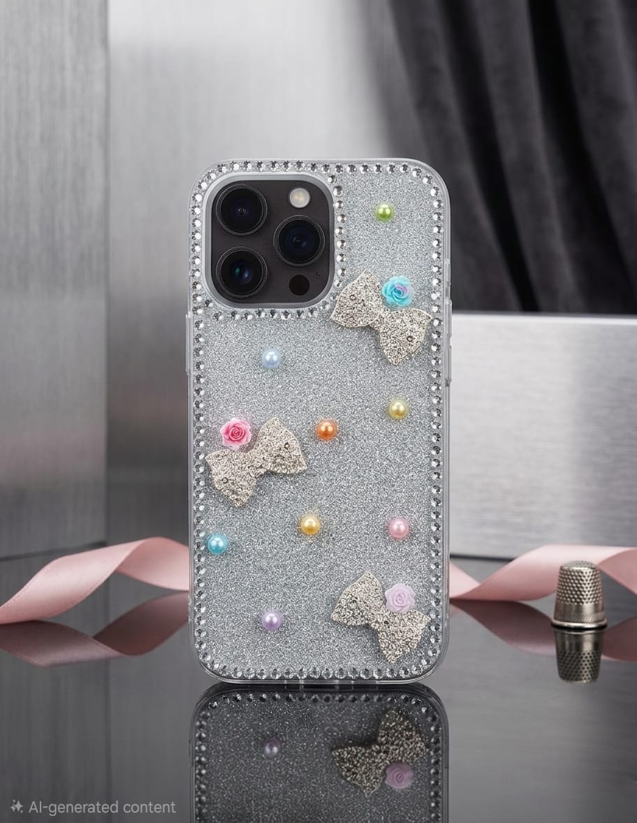Glitter Gradient Bowknot Rhinestone Case - Elite Phones