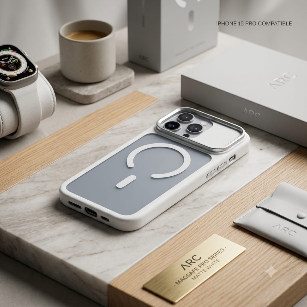 Hard Silicon With Matt Clear Back Magsafe With Camera Stand - Elite Phones