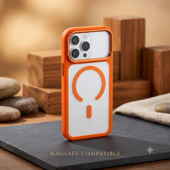 Hard Silicon With Matt Clear Back Magsafe With Camera Stand - Elite Phones