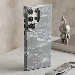 Japanese Art Ukiyo-e Ocean Wave Texture Leather Case For Samsung - Elite Phones